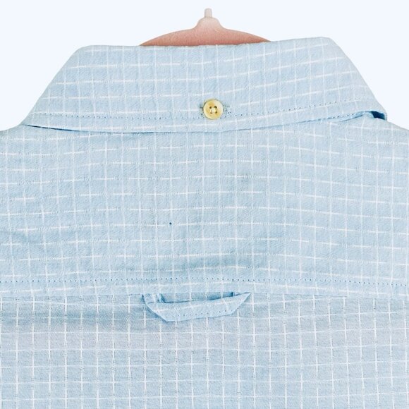 Ben Sherman Men's Plaid Short Sleeve Blue Shirt Size Small Textured Slub NWT - Picture 3 of 12